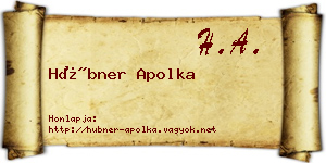 Hübner Apolka névjegykártya